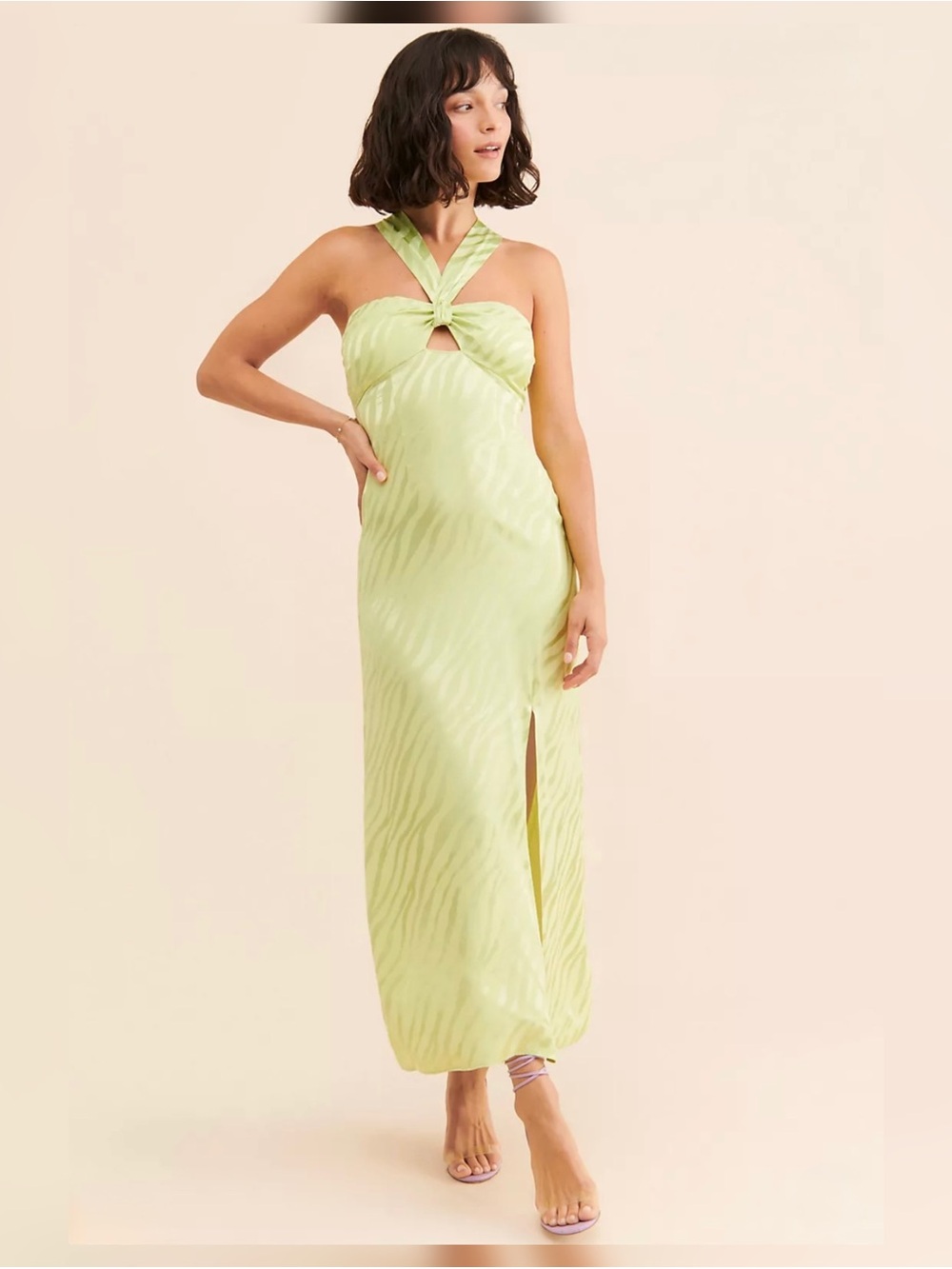 Saylor ‘Connor’ Light Green Halter Cutout Maxi Dress animal print